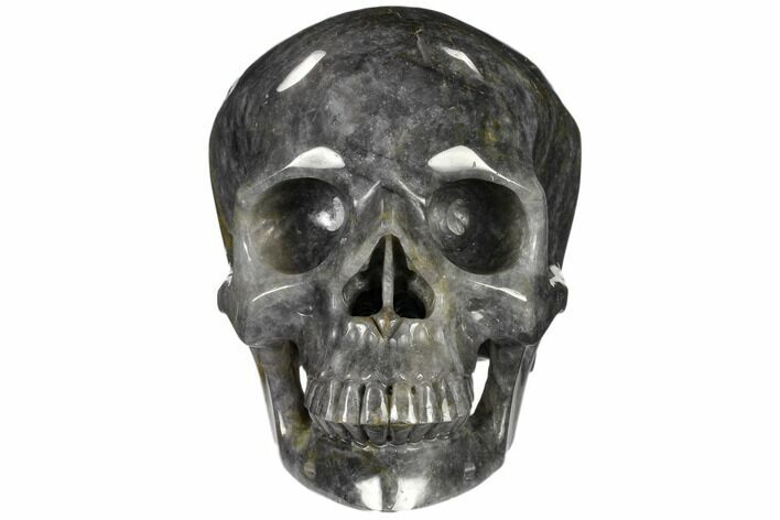 Carved, Grey Smoky Quartz Crystal Skull #116470
